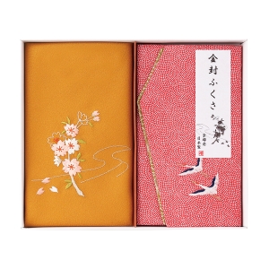 刺繍入り金封包み&金封ふくさ 赤鶴【rm24a063gc062】